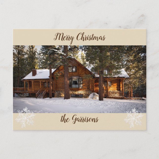Log Cabin Holiday Post Card (Front)