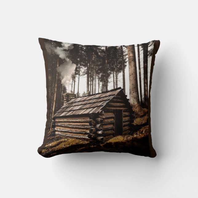 LOG CABIN HOUSE DECOR THROW PILLOW (Front)