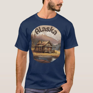 Log cabin in Alaskan mountains TShirt