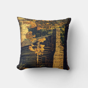 Log Cabin in Autumn Cushion