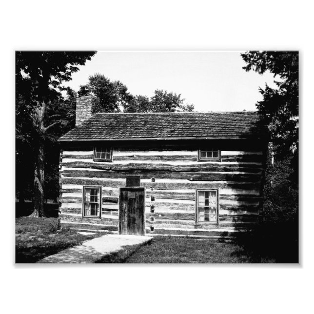 Log Cabin in Black and White Photo Print (Front)
