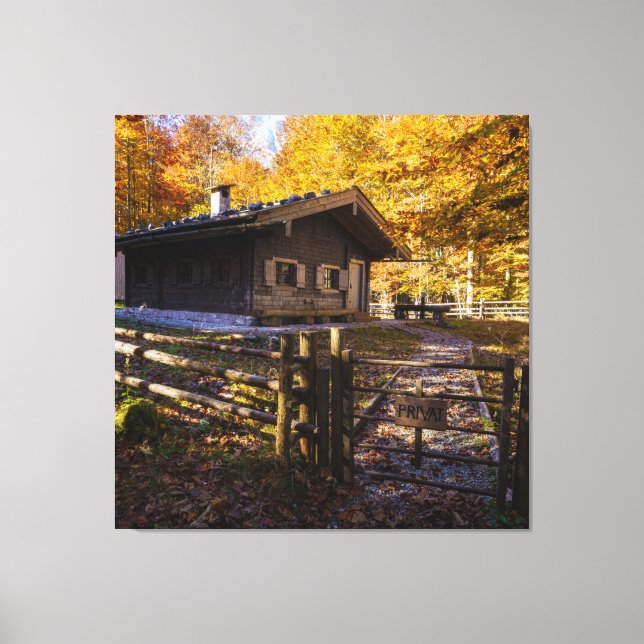 Log Cabin In The Woods Canvas Print (Front)