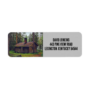 LOG CABIN IN WOODS RETURN ADDRESS LABELS