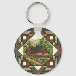 Log Cabin Key Ring