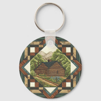 Log Cabin Key Ring