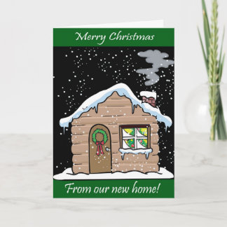 Log Cabin Merry Christmas New Home Holiday Card