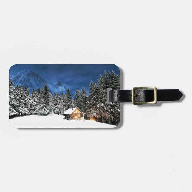 Log Cabin Mountain View Luggage Tag (Front Horizontal)