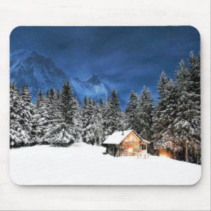 Log Cabin Mountain View Mouse Mat