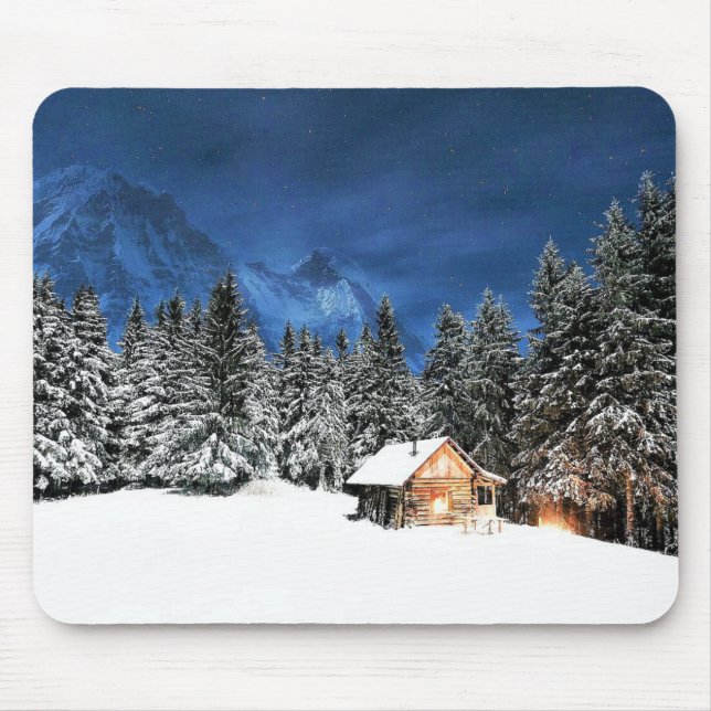 Log Cabin Mountain View Mouse Mat (Front)