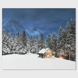 Log Cabin Mountain View Wrapping Paper