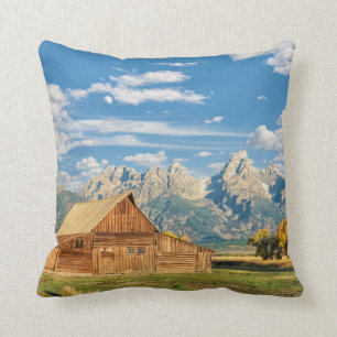 Log Cabin Near Mountain Range Cushion