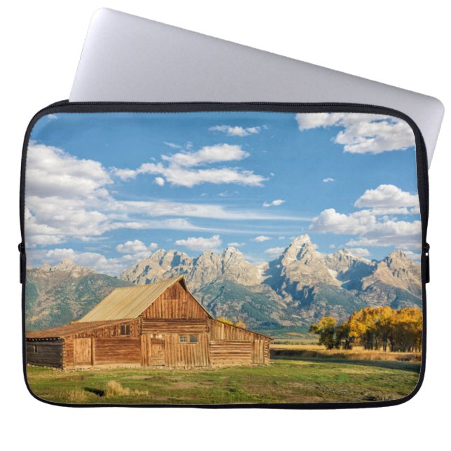 Log Cabin Near Mountain Range Laptop Sleeve (Front)
