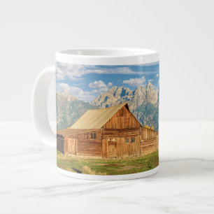 Log Cabin Near Mountain Range Large Coffee Mug