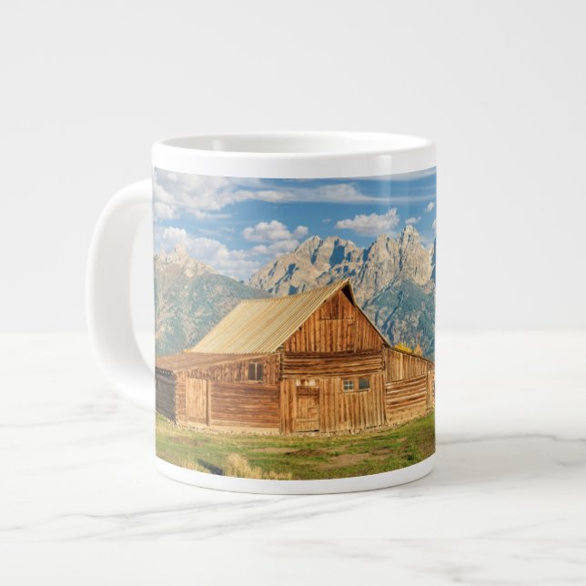 Log Cabin Near Mountain Range Large Coffee Mug (Front Left)