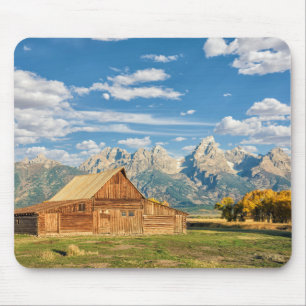 Log Cabin Near Mountain Range Mouse Mat