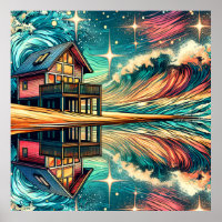 Log Cabin on the Beach Ai Art