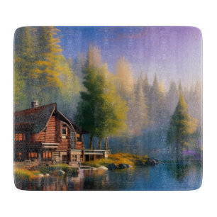 Log Cabin on the water Cutting Board