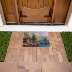 Log Cabin on the water Doormat