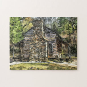 LOG CABIN PAINTING JIGSAW PUZZLE