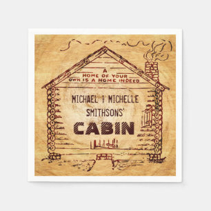 Log Cabin Personalised Faux Wood Napkin