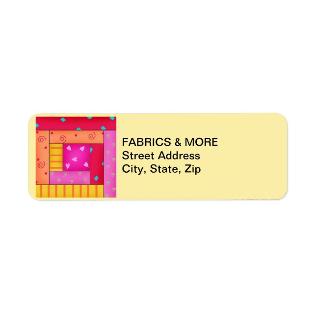 Log Cabin Quilt Block Yellow Return Address Label (Front)