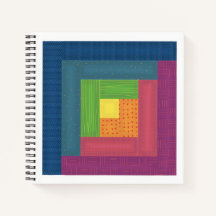 Log Cabin Quilt Square Notebook