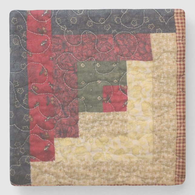 Log Cabin Quilt Stone Coaster (Front)