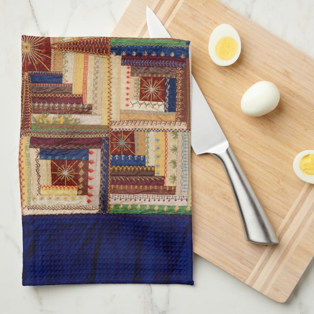 Log Cabin quilt Tea Towel (Quarter Fold)
