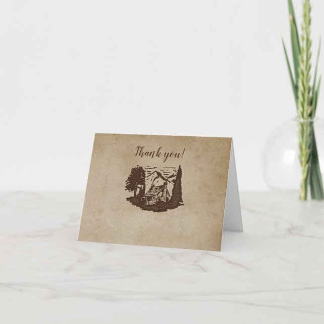 Log Cabin Wedding Folded Thank you cards (Front)