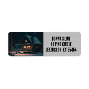 LOG CABIN WINTER SNOW RETURN ADDRESS LABELS