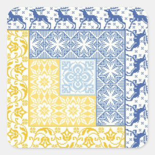 Log Cabin Winter Square Sticker