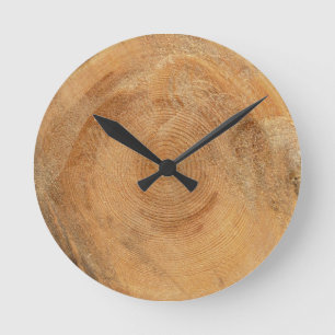 LOG   natural wood tree rings Round Clock