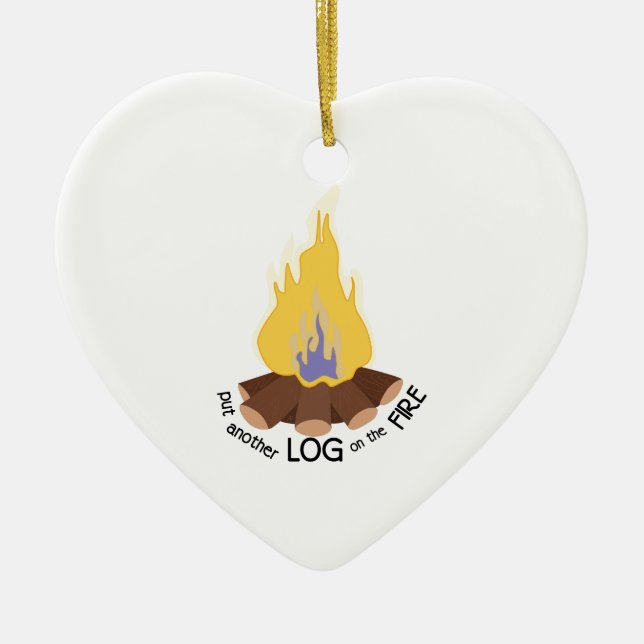 Log On The Fire Ceramic Tree Decoration (Front)