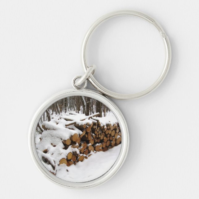 Log Pile in the Woods Key Ring (Front)
