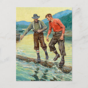 “Log Rollers” Western Art by Philip R Goodwin Postcard