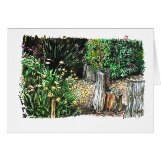 Log seats in a garden