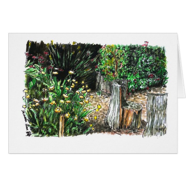 Log seats in a garden (Front Horizontal)