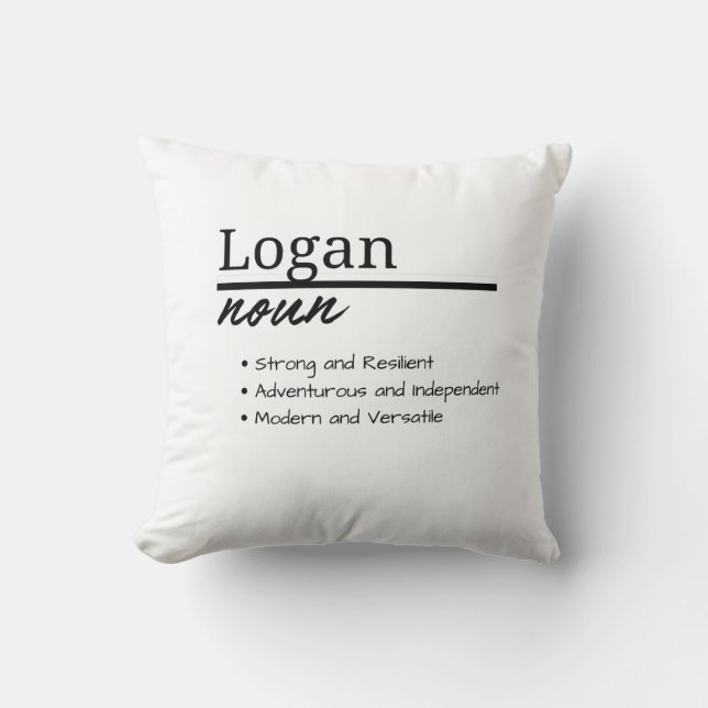 Logan, Boy Personalised Name Definition Cushion (Front)