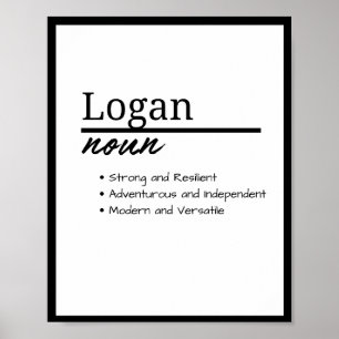 Logan, Boy Personalised Name Definition Poster