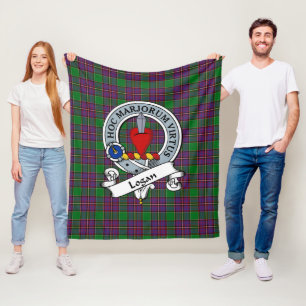 Logan Clan Badge Tartan Plaid Fleece Blanket