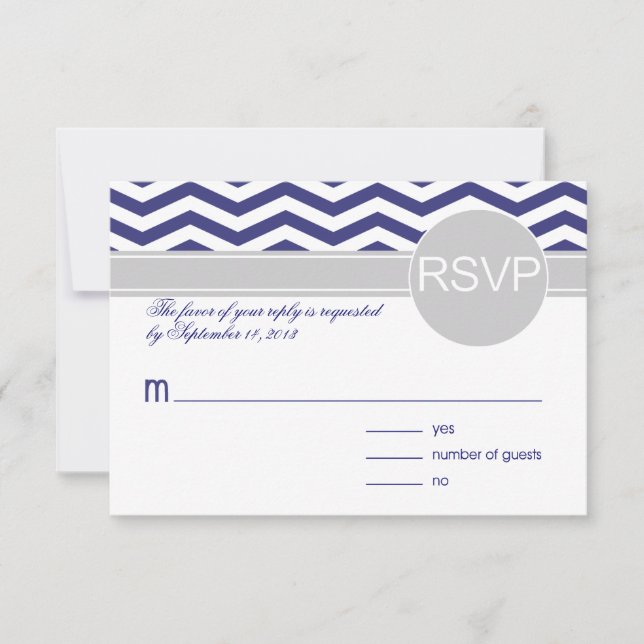 Logan & Derek RSVP | navy grey BASIC WHITE PAPER Card (Front)