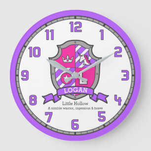 Logan letter name meaning unicorn crest purple large clock