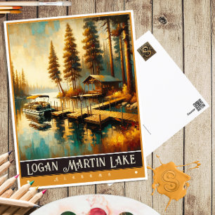 Logan Martin Lake, Alabama   Vintage Painting Postcard