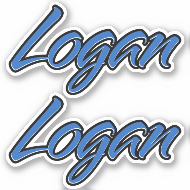 Logan Name Blue Label Sticker Stickers Set (Front)