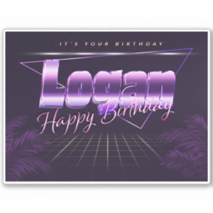 Logan Name First name lila retro Sticker Birthday