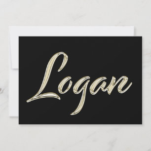 Logan Name white gold Handwriting Card