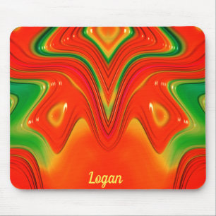 LOGAN ~ Red Green and Yellow Design Mouse Mat