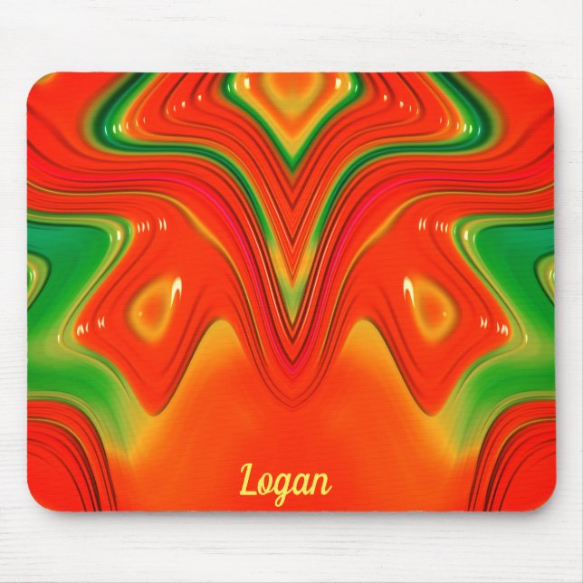 LOGAN ~ Red Green and Yellow Design Mouse Mat (Front)