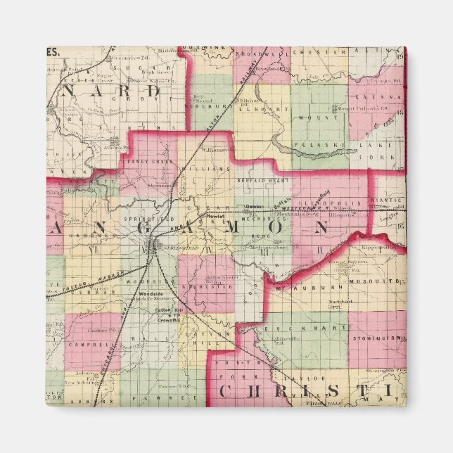 Logan, Sangamon, Christian counties Magnet (Front)