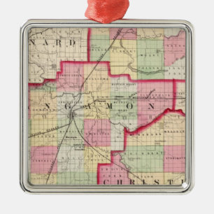 Logan, Sangamon, Christian counties Metal Tree Decoration